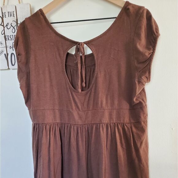 Red Rover Brown Relaxed Fit Flowy Short Sleeve Blouse Size XL - Picture 8 of 9